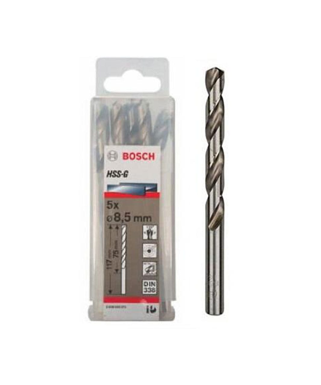 HSS-G, DIN 338 - 8,5 x 75 x 117 mm (5pcs)