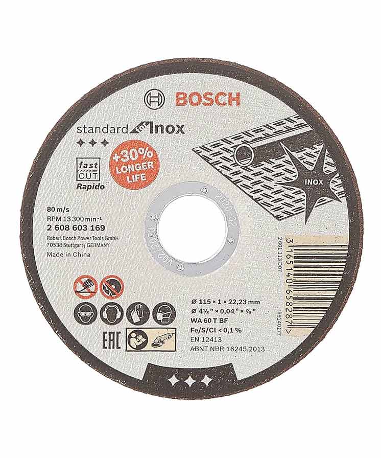 Cutting discs - Standard for INOX straight cutting disc, 115 mm x 1,0 mm x 22,23 mm