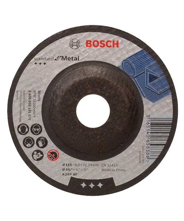 Cutting discs - Standard for grinding disc with depressed centre, 115 mm, 22,23 mm, 6,0 mm