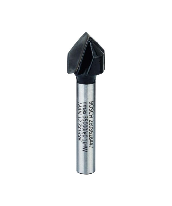 Profiling Router bits – V-grovee bit 6 mm, D1 13 mm, L 12,7 mm, G 45 mm, 90°