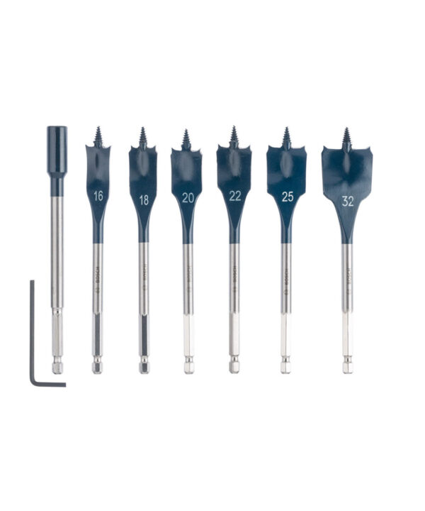 Wood Drill Bits – Self Cut Speed spade, 7-piece set 16; 18; 20; 22; 25; 32 mm