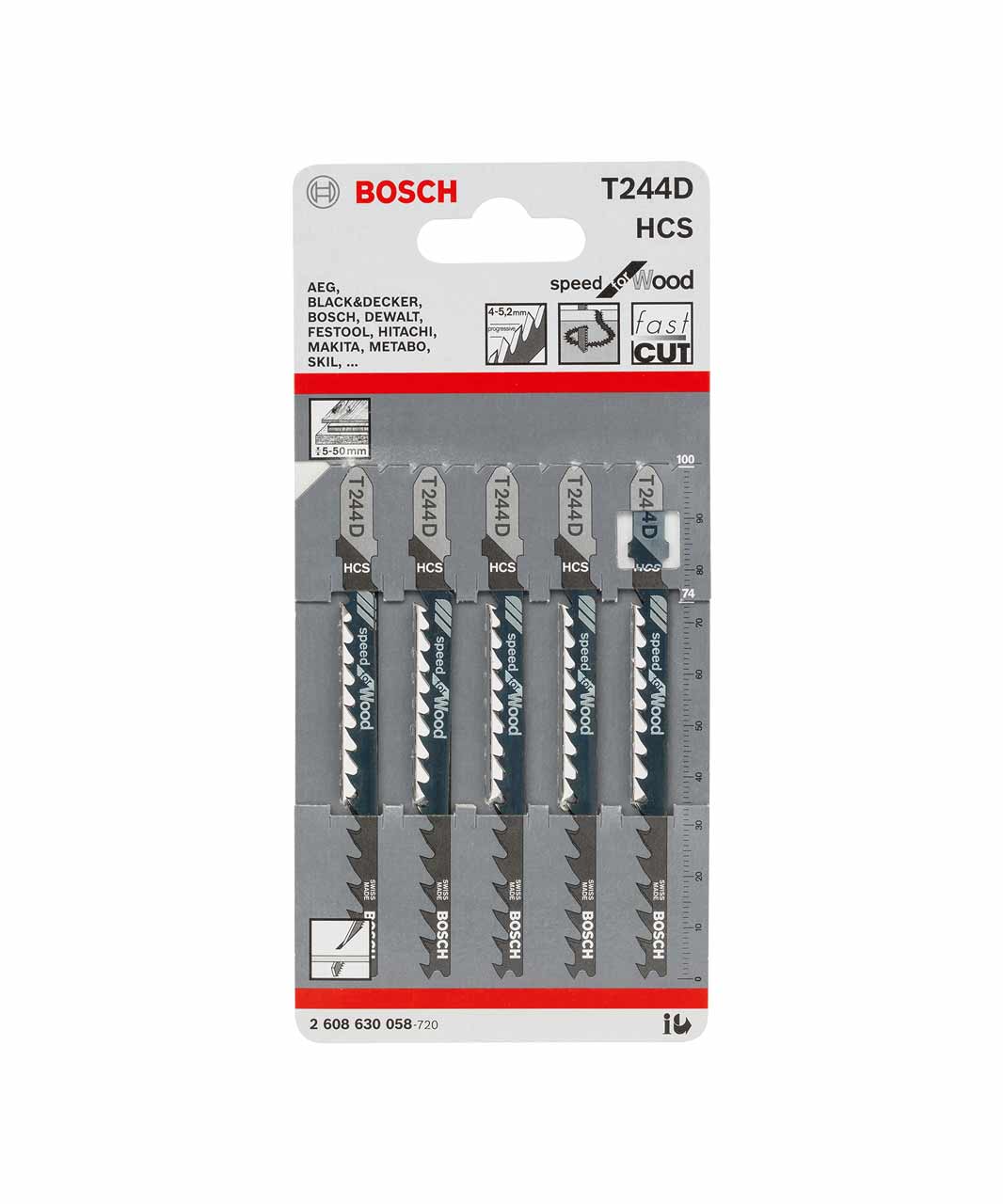 Jigsaw Blades – T 244 D Speed for Wood (5pcs)
